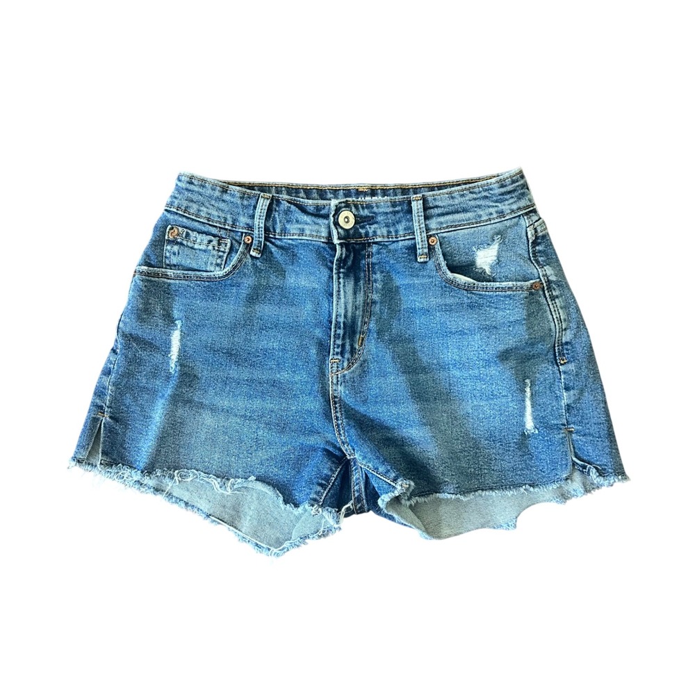 Levi's Blue High Rise Denim Shorts Womens‎ 2 Distressed Raw Hem